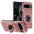 thumbnail image 1 of Dteck for Google Pixel 9 Pro / 9 Ring Stand Case, Shockproof TPU+PC Built-in Magnetic Kickstand with Card Holder Dual-Layer Design Heavy Duty Protection Phone Case, Rosegold, 1 of 7