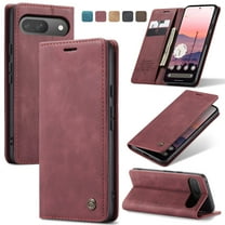 Dteck for Google Pixel 9 Pro / 9 Wallet Case,Vintage PU Leather Wallet Card Slot Kickstand Magnetic Closure RFID Blocking Shockproof Flip Folio Case Cover, Winered