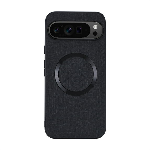 Dteck for Google Pixel 9 Pro Case, Compatible with MagSafe, Pixel 9 Slim Fabric Back Case, Soft TPU Bumper Hybrid Cover for Pixel 9 / 9 Pro 6.3 Inch,Black