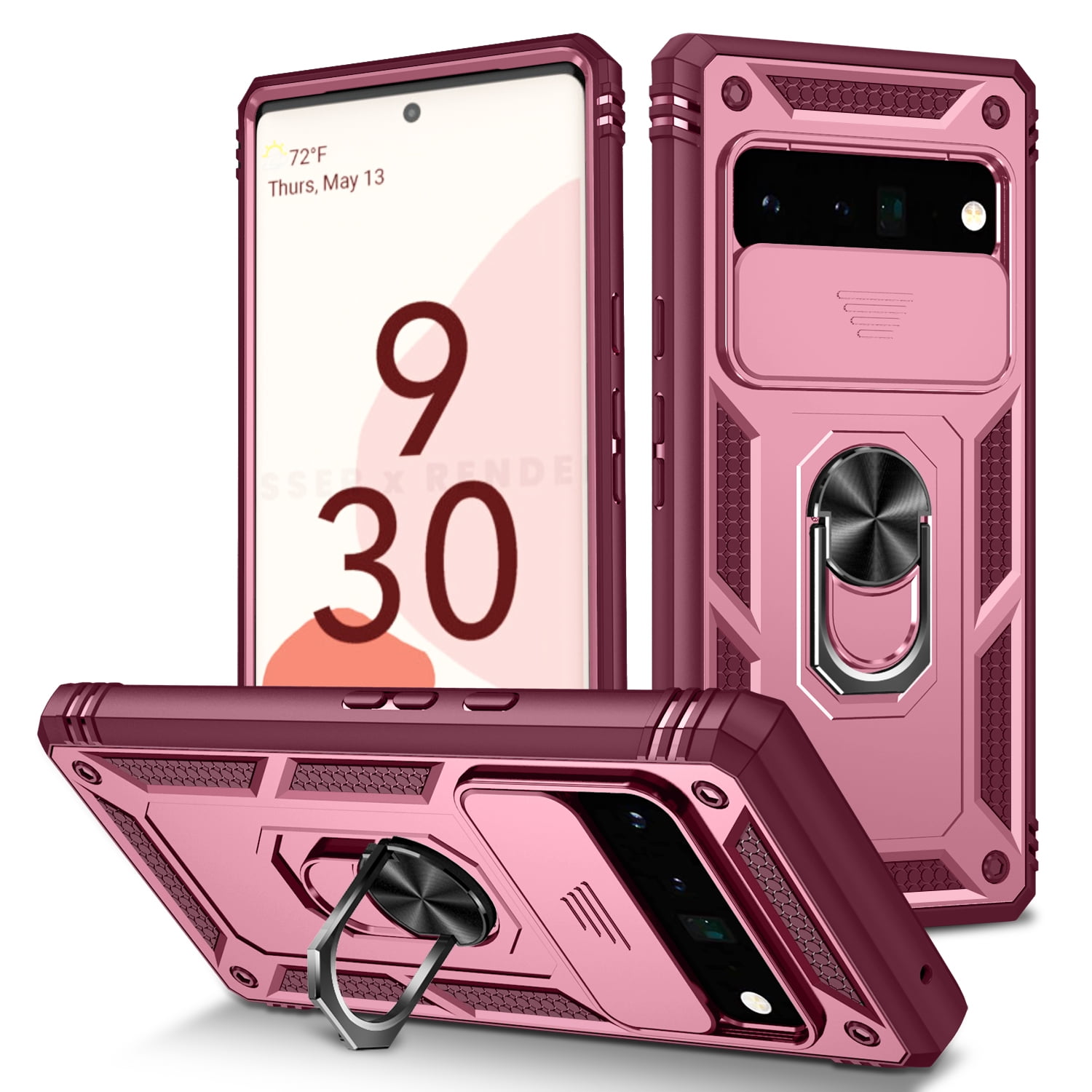 Dteck for Google Pixel 9 Pro / 9 Case with Ring Holder, Slide