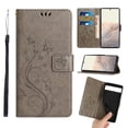 thumbnail image 1 of Dteck for Google Pixel 9 Pro XL Case, Magnetic Closure Wallet RFID Blocking Premium Leather with Card Slots Stand Folio Flip Emboss Wrist Strap Cover for Google Pixel 9 Pro XL 5G (2024), Gray, 1 of 4