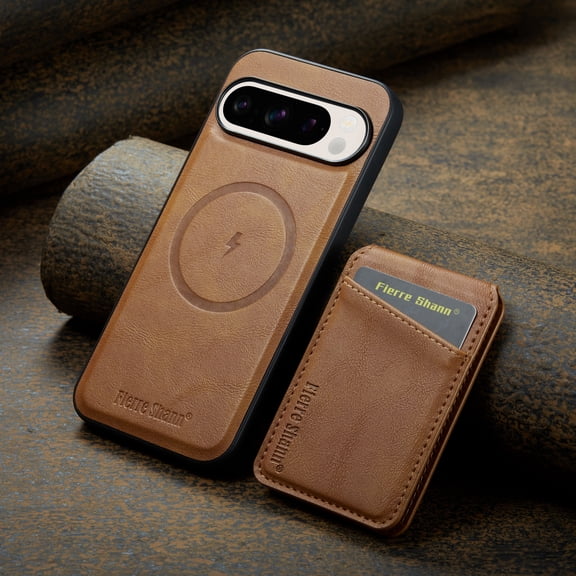 Dteck for Google Pixel 9 Pro XL Case Magnetic with Detachable Card Holder Wallet, Magnetic Phone Cover Compatible with MagSafe, Premium PU Leather Slim Shockproof Case for Pixel 9 Pro XL,Brown