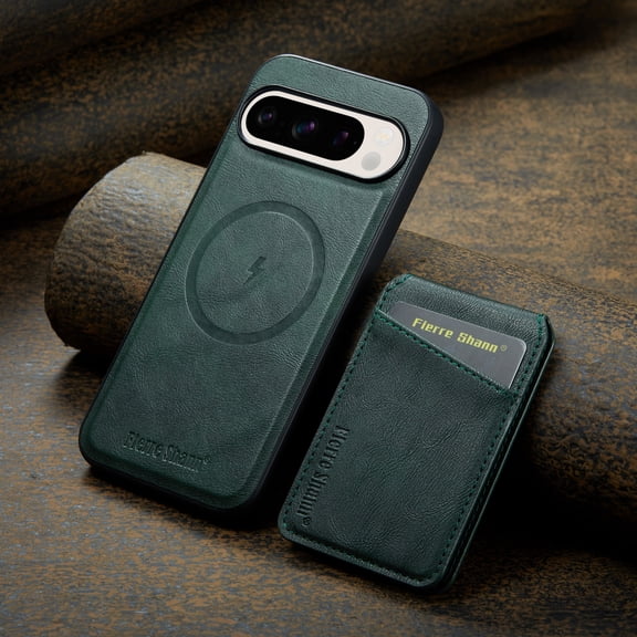 Dteck for Google Pixel 9 Pro XL Case Magnetic with Detachable Card Holder Wallet, Magnetic Phone Cover Compatible with MagSafe, Premium PU Leather Slim Shockproof Case for Pixel 9 Pro XL,Green