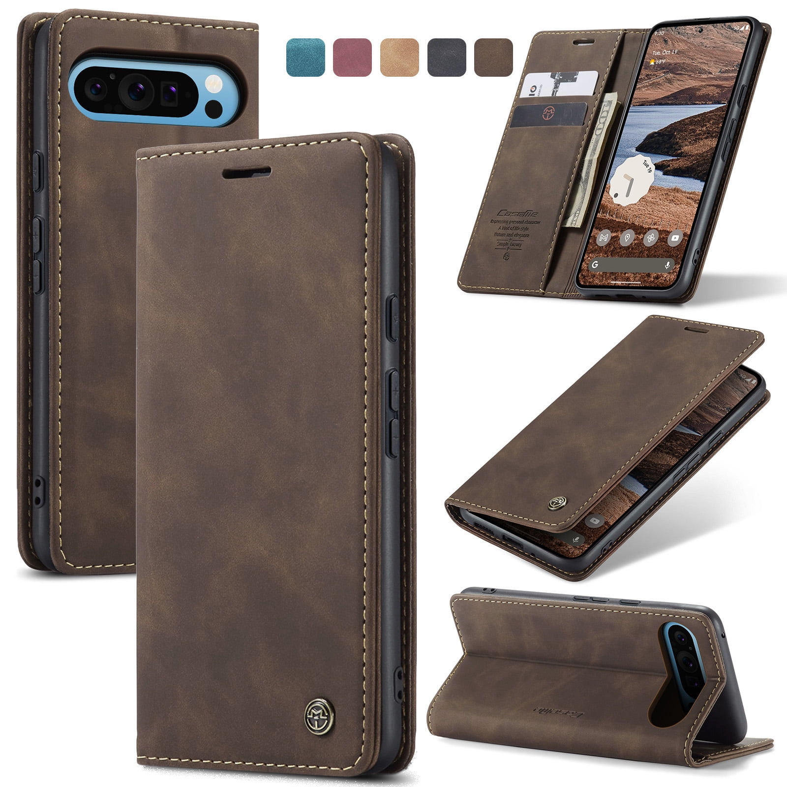 Dteck for Google Pixel 9 Pro XL Wallet Case,Vintage PU Leather Wallet