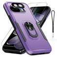 thumbnail image 1 of Dteck for Google Pixel 9a Case with Screen Protector+Camera Lens Protector+Lanyard,Heavy Duty Shockproof Full Body Protective Cover Built in Rotatable Metal Ring Holder Kickstand,Purple (Ring), 1 of 10