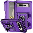 thumbnail image 1 of Dteck for Google Pixel Fold 2023 Case with Hinge Protection, Slide Lens Cover & Ring Holder/Stand, Heavy Duty Full Body Protection Shockproof Phone Cover,Purple, 1 of 9