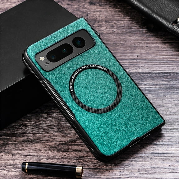 Dteck for Google Pixel Fold Case, Compatible with MagSafe, Slim PU Leather Hybrid TPU Bumper Shockproof Magnetic Case for Google Pixel Fold 2023,Green