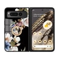 thumbnail image 1 of Dteck for Google Pixel Fold Case with Dimaond Ring Holder Stand, Lightweight Slim Glass Back with Flower Pattern Soft Bumper Hybrid Shockproof Phone Cover for Google Pixel Fold 2023,Black, 1 of 5