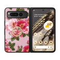 thumbnail image 1 of Dteck for Google Pixel Fold Case with Dimaond Ring Holder Stand, Lightweight Slim Glass Back with Flower Pattern Soft Bumper Hybrid Shockproof Phone Cover for Google Pixel Fold 2023,Pink, 1 of 5