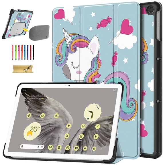 Dteck for Google Pixel Tablet 2023 Case, Ultra Slim Foldable Folio Stand Hard Back Cover Shockproof Protective Case for Google Pixel Tablet,Little Horse