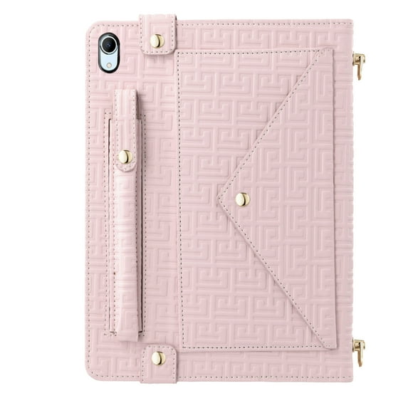 Dteck Handbag Case for iPad 9th 8th 7th Generation 10.2 inch (2021/2020/2019),Elegant Crossbody Folio Stand Wallet Case with Pencil Holder, Card Slots, Hand Strap, Shoulder Strap,Pink