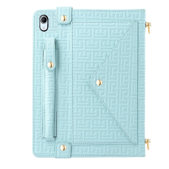 Dteck Handbag Case for iPad 9th 8th 7th Generation 10.2 inch (2021/2020/2019),Elegant Crossbody Folio Stand Wallet Case with Pencil Holder, Card Slots, Hand Strap, Shoulder Strap,Blue