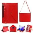 thumbnail image 1 of Dteck Handbag for Samsung Galaxy Tab S9 FE Plus 12.4 Inch Tablet, Folio Stand Crossbody Wallet Case with Card Holder Thin Pocket + Hand Strap + Removable Shoulder Strap for Galaxy Tab S9 FE+,Red, 1 of 4