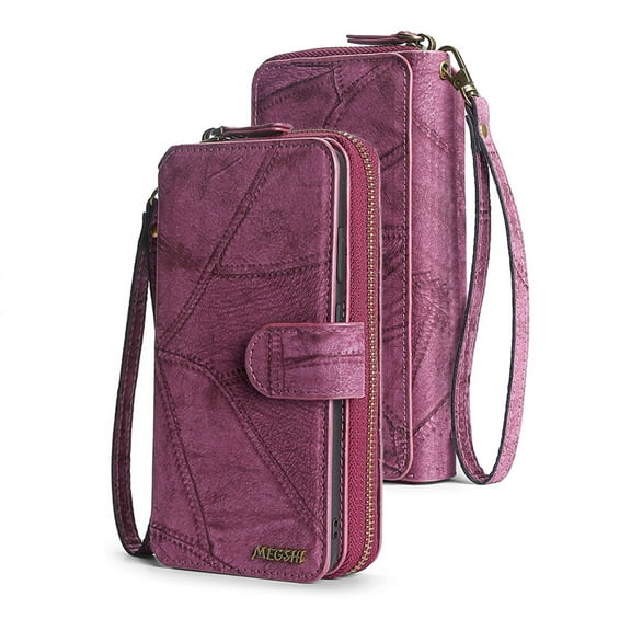 Dteck Handbag Wallet for Samsung Galaxy A15 5G Case, Zipper Purse Detachable Magnetic Phone Cover Heavy Duty PU Leather Galaxy A15 Wallet Case with Wrist Strap,Winered