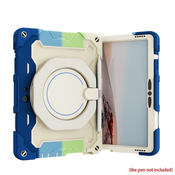 Dteck Handle Case for Microsoft Surface Go 3 2021 / Surface Go 2 2020 / Surface Go 2018, Heavy Duty Protective Case with 360° Rotating Handle Stand, Rainbow Blue