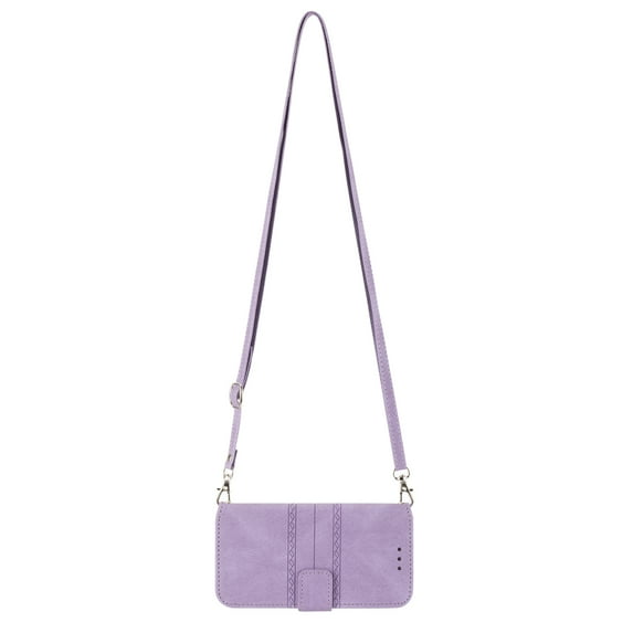 Dteck Hang Rope Wallet Case Compatible with Samsung Galaxy S21 Ultra 6.8 inch PU Leather with Full Protection Kickstand Shockproof Card Slot Magnetic Case.Lightpurple