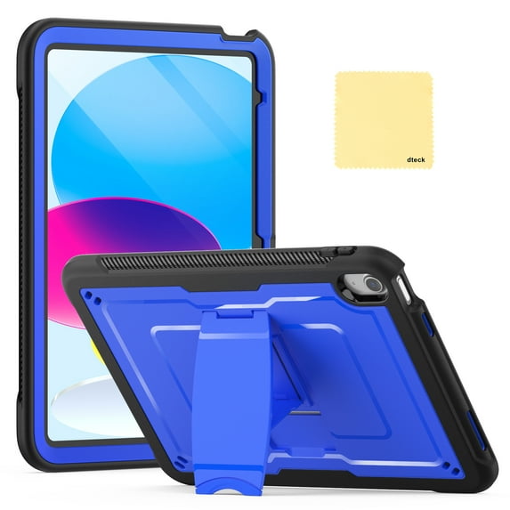 Dteck Hard Case for iPad Air 11 Inch (M3/M2-2025/2024), Heavy Duty Military Grade Rugged Shockproof Protective Cover with Built-in Kickstand Cover, Blue