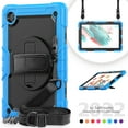 thumbnail image 1 of Dteck Heavy Case for Samsung Galaxy Tab A8 10.5 inch 2022 Tablet SM-X200/X205/207 with Built-in Screen Protector, Rugged Shockproof Stand Case with Shoulder Strap / Rotate Hand Strap,Light Blue+Black, 1 of 6