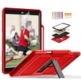 thumbnail image 1 of Dteck Heavy Duty Case For iPad 10.2" 7th Generation with Pencil Holder, Armor Defender Rugged Shockproof Kickstand Protective Hybrid Kids Child Proof Cover With PET Screen Protector, Red/Black, 1 of 11