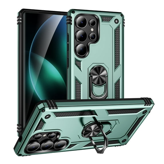 Dteck Heavy Duty Case for Samsung Galaxy S25 Ultra Phone Case with Metal Ring Magnetic Kickstand, Military Grade Shockproof Rugged Protective Cover for Galaxy S25 Ultra ,Darkgreen