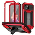 thumbnail image 1 of Dteck Heavy Duty Case for iPhone 15 Plus, Military Grade Armor Metal Case, Full Body Protective Rugged Shockproof Thick Dustproof Strong Kickstand Slide Len Protection Case for iPhone 15+,Red, 1 of 7