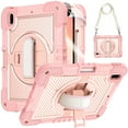 thumbnail image 1 of Dteck Heavy Duty for iPad 10th Generation Case with Screen Protector Film, 2022 iPad 10.9 inch Case with Crossbody Shoulder/Hand Strap Rotatable Stand, Hybrid Shockproof Rugged Shell,Rosegold, 1 of 7