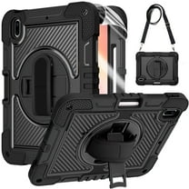 Dteck for iPad A16 11th Generation Case 2025 with Screen Protector, for iPad 10th Gen 10.9 inch Case with Crossbody Shoulder/Hand Strap Rotatable Stand, Heavy Duty Shockproof Rugged Shell,Black
