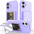 thumbnail image 1 of Dteck Hidden Wallet Cash Slot Case for iPhone 16, Heavy Duty Hard PC + Soft TPU Bumper Protective Rugged Cover with Built-in Mirror, Shockproof Dual Credit Card Holder Slim Case, Purple, 1 of 6