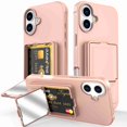 thumbnail image 1 of Dteck Hidden Wallet Cash Slot Case for iPhone 16 Plus, Heavy Duty Hard PC + Soft TPU Bumper Protective Rugged Cover with Built-in Mirror, Shockproof Dual Credit Card Holder Slim Case, Rosegold, 1 of 6