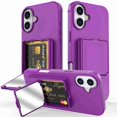 thumbnail image 1 of Dteck Hidden Wallet Cash Slot Case for iPhone 16 Plus, Heavy Duty Hard PC + Soft TPU Bumper Protective Rugged Cover with Built-in Mirror, Shockproof Dual Credit Card Holder Slim Case, Darkpurple, 1 of 6