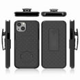 thumbnail image 1 of Dteck Holster Case Compatible with iPhone 13, Combo Shell & Holster Slim Shell Case for Men with Built-in Kickstand + Swivel Belt Clip Holster for Apple iPhone 13 2021 ONLY , Black, 1 of 6
