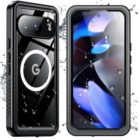 Dteck IP68 Waterproof Magnetic Case for Google Pixel 10A with Built-in Screen Protector, Shockproof Full Body Clear Back Wireless Charging Cover, Black