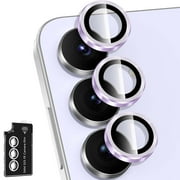Dteck Individual Metal Ring Tempered Glass Camera Lens Protector for Samsung Galaxy S25 FE, 9H Tempered Glass + Aluminum Alloy Camera Cover HD Scratch Resistant Ultra-Thin Case, Purple