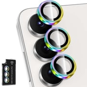 Dteck Individual Metal Ring Tempered Glass Camera Lens Protector for Samsung Galaxy S25 FE, 9H Tempered Glass + Aluminum Alloy Camera Cover HD Scratch Resistant Ultra-Thin Case, Multicolour