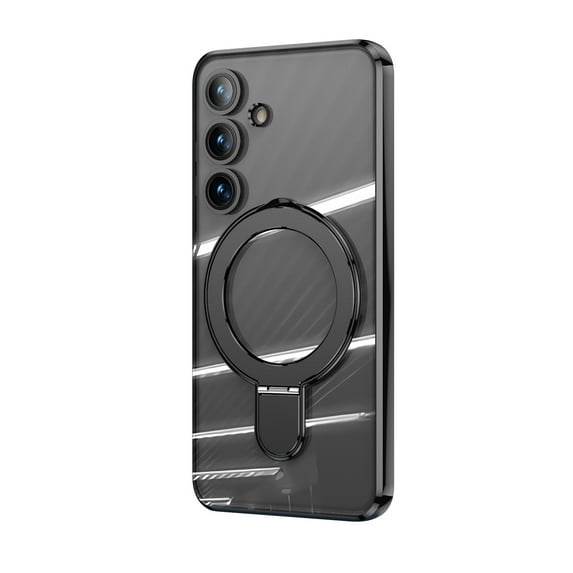 Dteck Invisible Stand Magnetic Case for Samsung Galaxy S24, Compatible with MagSafe, Military Grade Shockproof Clear Slim Cover with Ring Holder for Samsung S24 5G 2024,Black