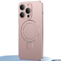 Dteck Invisible Stand Magnetic Case for iPhone 12 Pro, Compatible with MagSafe, Ultra Slim Thin Matte Phone Cover Ring Holder,Pink