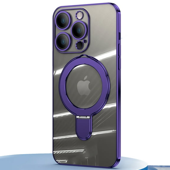 Dteck Invisible Stand Magnetic Case for iPhone 13 Pro, MagSafe Compatible, Military Grade Shockproof Clear Slim Cover with Ring Holder,Purple