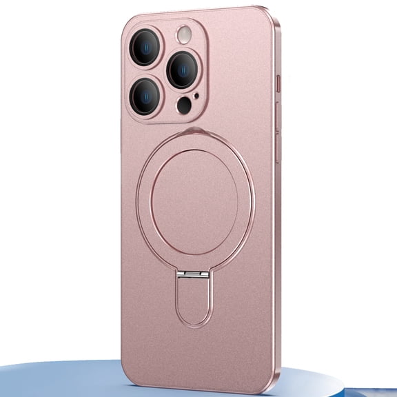 Dteck Invisible Stand Magnetic Case for iPhone 13 Pro Max, Compatible with MagSafe, Ultra Slim Thin Matte Phone Cover Ring Holder,Pink