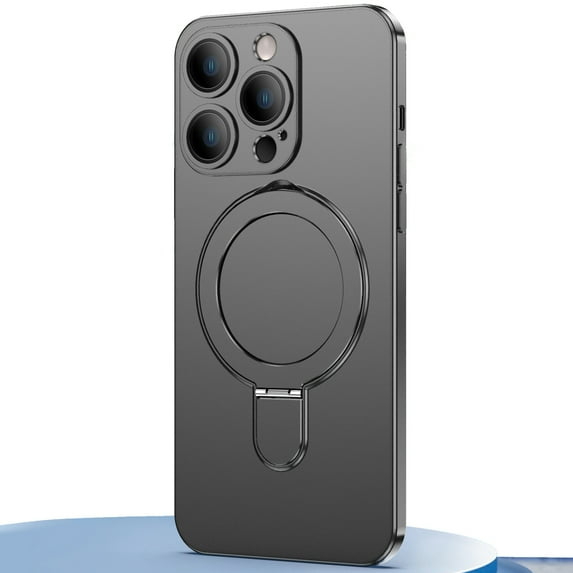 Dteck Invisible Stand Magnetic Case for iPhone 14 Pro, Compatible with MagSafe, Ultra Slim Thin Matte Phone Cover Ring Holder,Black