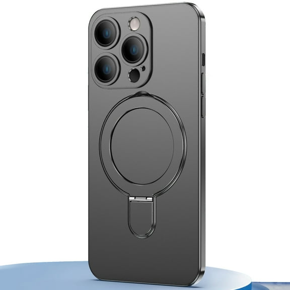 Dteck Invisible Stand Magnetic Case for iPhone 14 Pro, Compatible with MagSafe, Ultra Slim Thin Matte Phone Cover Ring Holder,Black