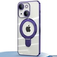 thumbnail image 1 of Dteck Invisible Stand Magnetic Case for iPhone 15 Plus, MagSafe Compatible, Military Grade Shockproof Clear Slim Cover with Ring Holder,Purple, 1 of 8