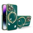 thumbnail image 1 of Dteck Invisible Stand Magnetic for iPhone 11 Pro Case, Compatible with MagSafe, Rotatable Ring Holder Gold Plating TPU Shockproof Protective Case with Camera Lens Protector for iPhone 11 Pro,Green, 1 of 5