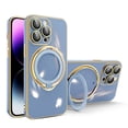 thumbnail image 1 of Dteck Invisible Stand Magnetic for iPhone 12 Pro Case, Compatible with MagSafe, Rotatable Ring Holder Gold Plating TPU Shockproof Protective Case with Camera Lens Protector for iPhone 12 Pro,Blue, 1 of 5