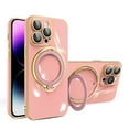thumbnail image 1 of Dteck Invisible Stand Magnetic for iPhone 14 Pro Max Case,Compatible with MagSafe,Rotatable Ring Holder Gold Plating TPU Shockproof Protective Case with Camera Lens Protector,Pink, 1 of 5
