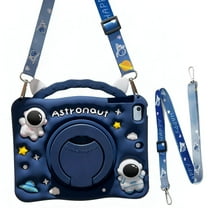 Dteck Kids Case for 10.2 Inch iPad 9th/8th/7th Generation 2021/2020/2019, Soft Silicone 3D Cartoon Cute Design Kickstand Shockproof Bumper Case with Shoulder Strap,Astronaut