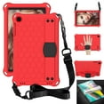 thumbnail image 1 of Dteck Kids Case For Samsung Galaxy Tab A 10.1 Inch Model SM-T510/SM-T515 2019 with PET Screen Protector, Light Weight Shockproof Handle Kickstand Protective Cover With Shoulder Strap, Red/Black, 1 of 7