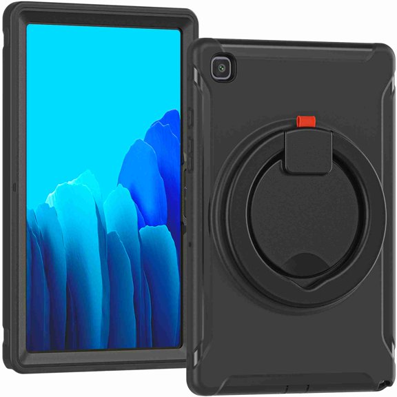 Dteck Kids Case for Galaxy Tab A7 10.4 2020 T500 T505 Rugged Kickstand with Pencil Holder Shockproof Heavy Duty Hybrid Three Layer Armor Silicone PC Tablet Cover, black