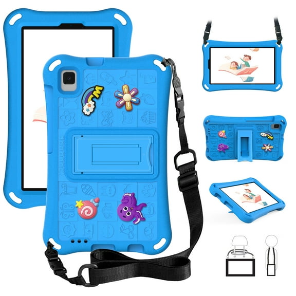 Dteck Kids Case Kickstand Cover with Shoulder Strap for Galaxy Tab A9 8.7" (SM-X110/X115/X117) & Galaxy Tab A7 Lite 8.7" (SM-T220/T225/T227) & Tab A 8.0 2019 (SM-T290/T295/T297) ,Skyblue
