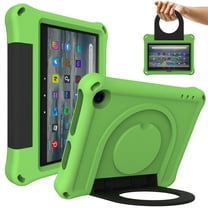 Dteck Kids Case for Kindle Fire 7 Tablet 12th Generation 2022 Release, EVA Foam Light Weight Shockproof Durable Rugged Foldable Convertible Handle Kids Friendly 7-inch Cover,Green