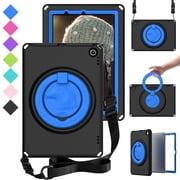 Dteck Kids Case for Kindle Fire HD 10 / HD10 Plus 11th Gen 2021 with Screen Protector, Light Weight Child Proof Full Body Protective Cover with Rotating Stand Handle Grip Shoulder Strap for Kids,Black
